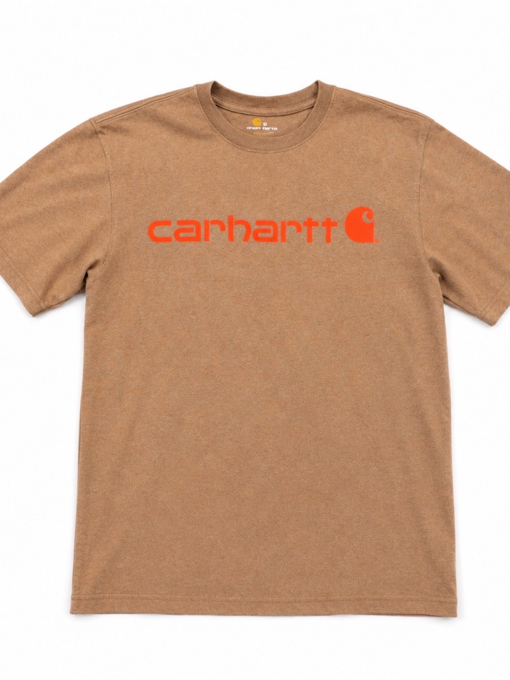 Carhartt Brown Tee with Bold Orange Logo
